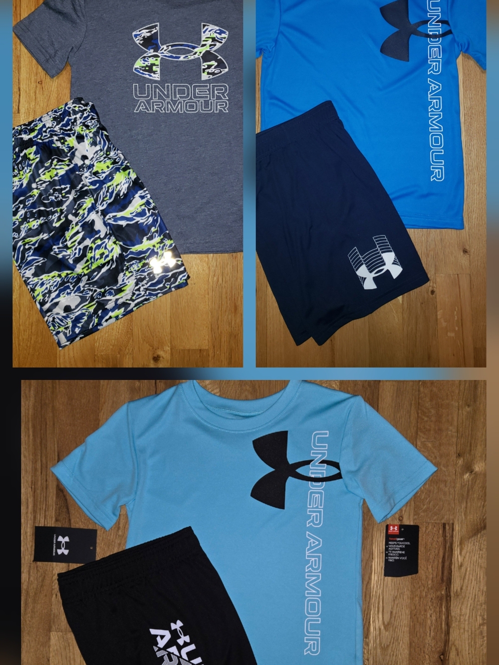 Under Armour Boys' Blue, Aqua & Gray Athletic Tee and Shorts Sets Size 6